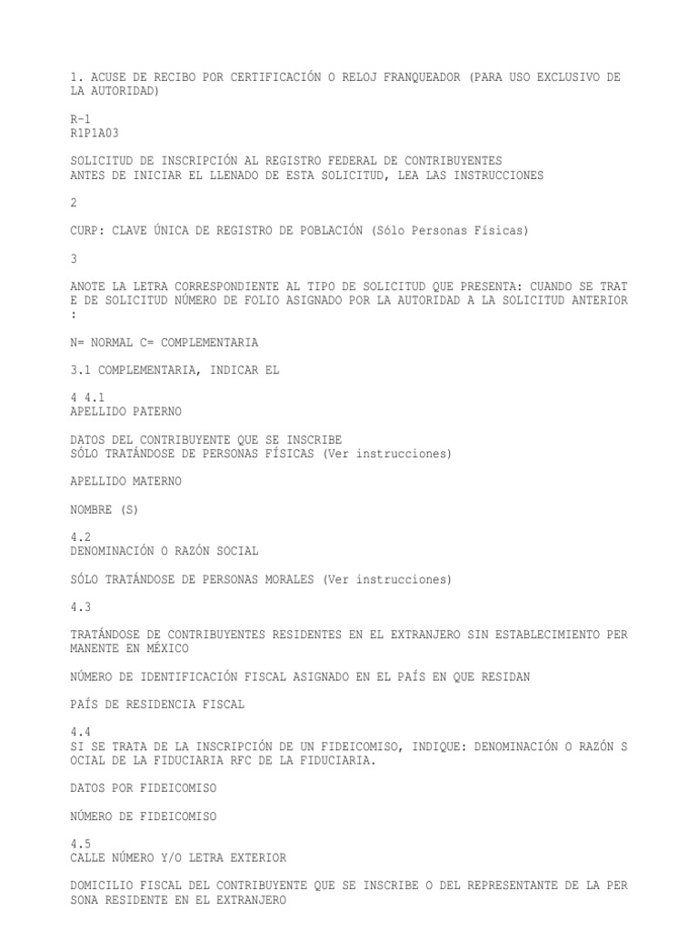 Formato R-1 para Inscripción SAT | PDF | Gobierno | Business