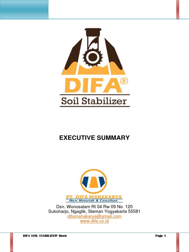 Executive Summary Difa Soil Stabilizer | PDF
