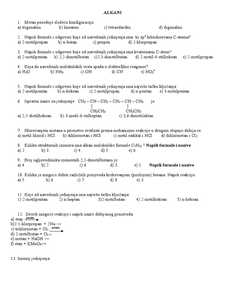 ALKANI Za Vezbanje | PDF