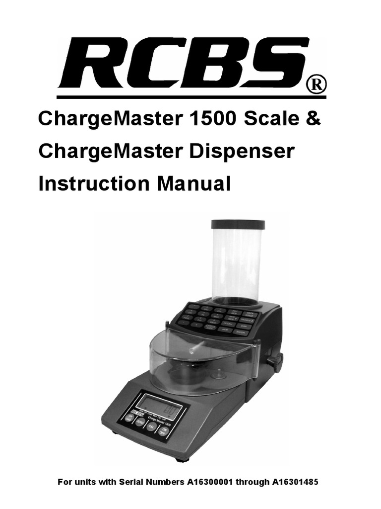 RCBS Chargemaster Powder Dispenser & Scale Instruction Manual PDF Weighing Scale Calibration