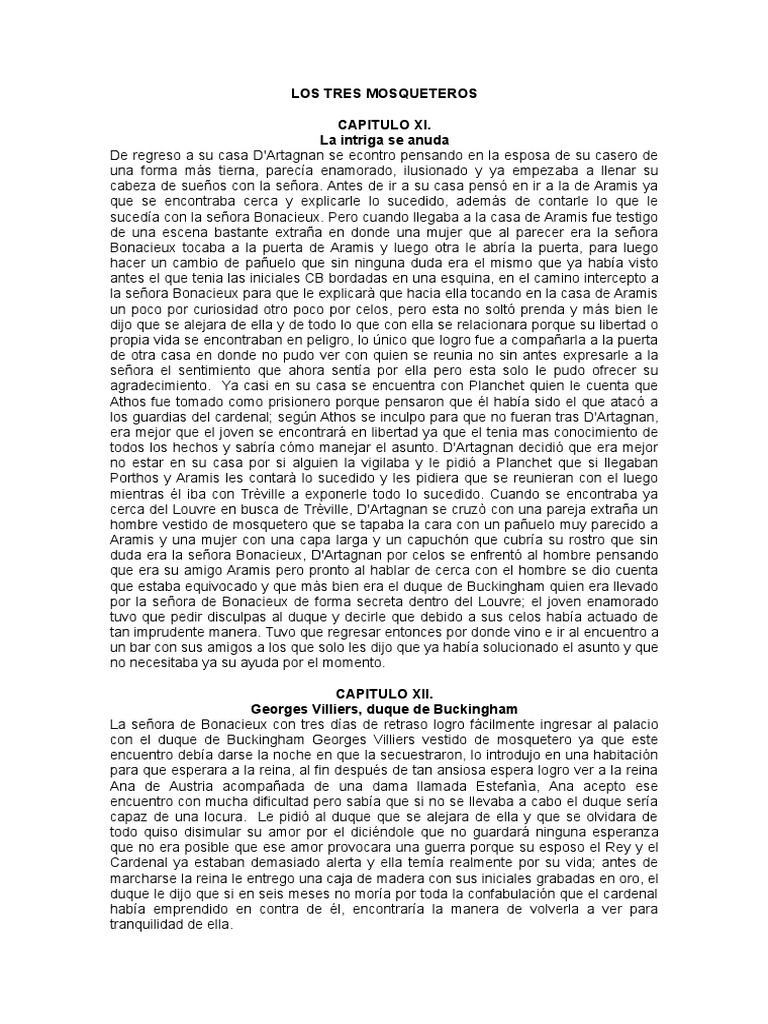 Resumen Los 3 Mosqueteros Cap Xi Al XV | PDF | Charles De Batz