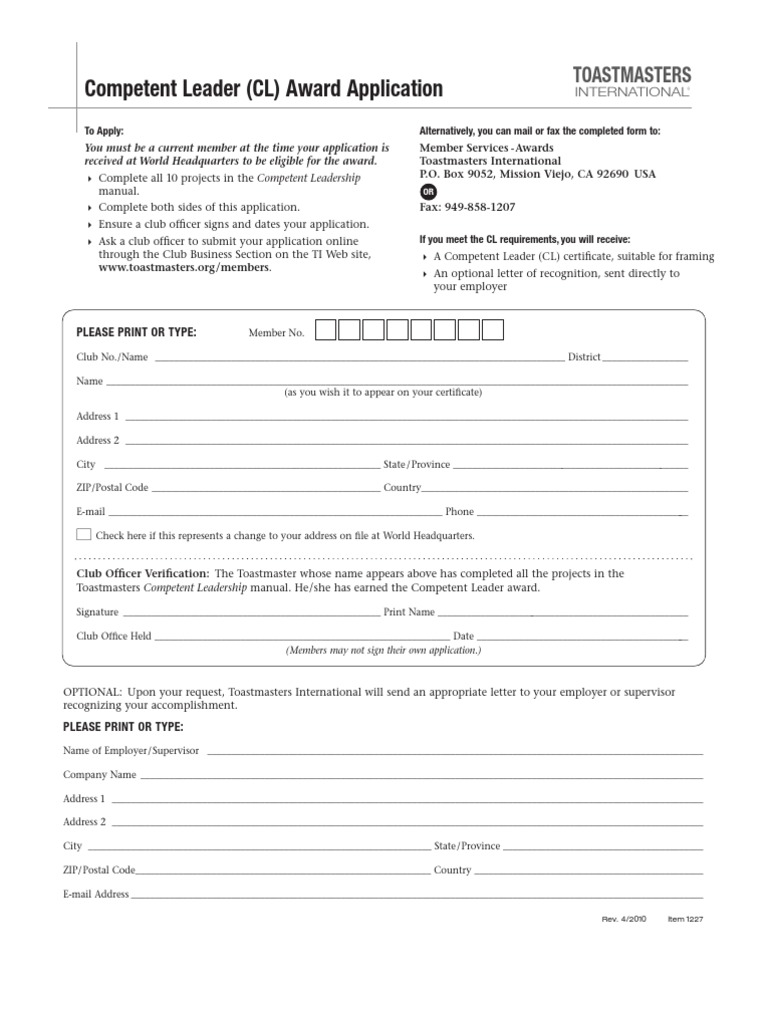 CL Application & Project Completion Record Communication Business