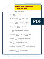 Subject Verb Agree Pick The Verb