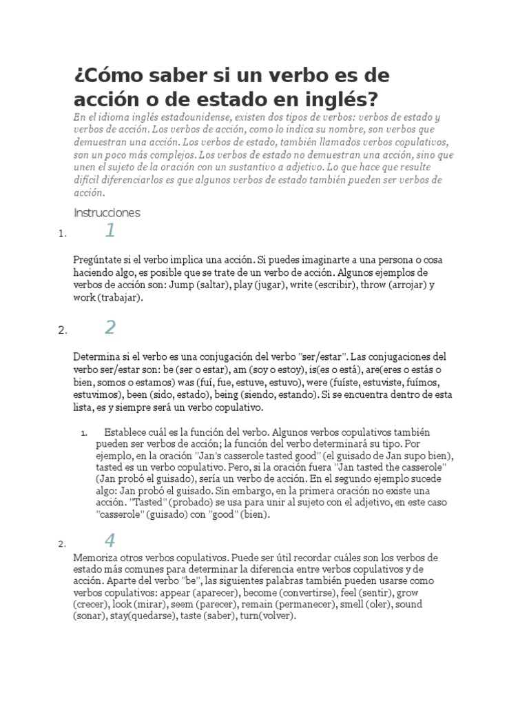 State Verbs Verbo Oraci n Ling stica 