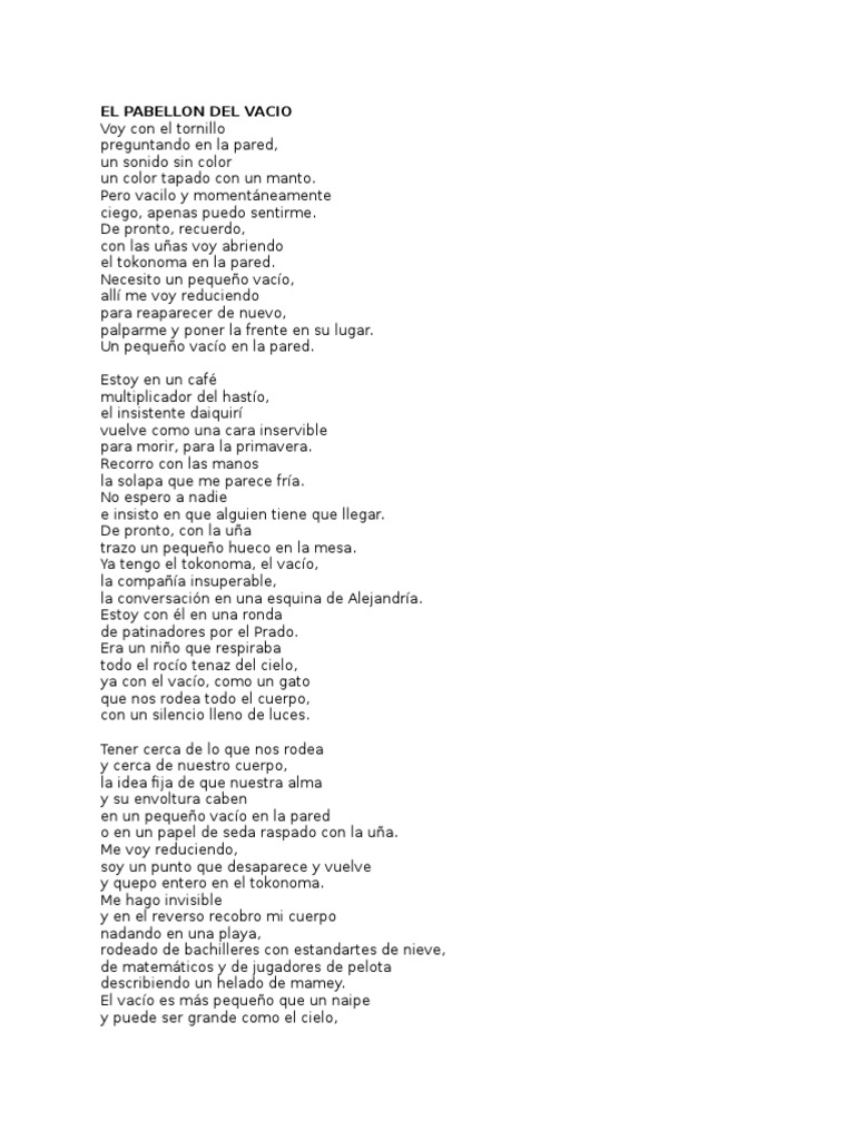 El Pabellon Del Vacio Lezama Lima Baroque Poetry