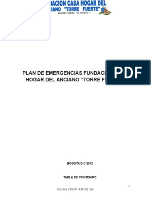 Plan de Emergencias Fundacion Casa Hogar Torre Fuerte, PDF, Seguridad y  salud ocupacional