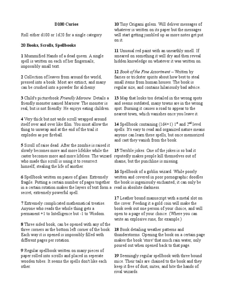 d100 Curios and Trinkets PDF Shield Spear