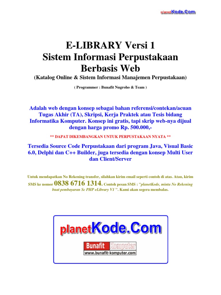 eLibrary v1 ERD Dan Rancangan Web Sistem Informasi