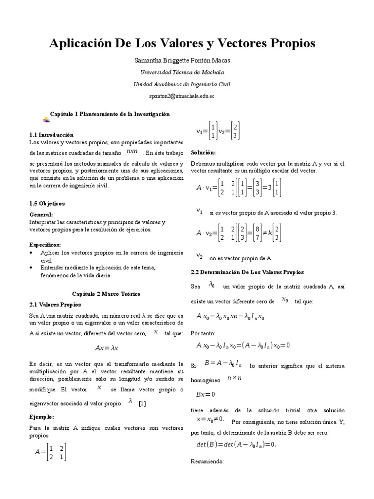 Valores y Vectores Propios | PDF | Valores propios y vectores propios ...