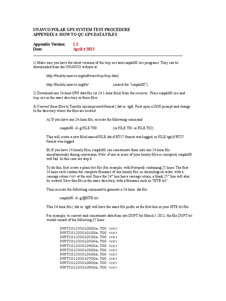UNAVCO Polar GPS System Test Procedure Appendix4 v1.2 | PDF | File ...