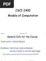 CSCI-2400 Models of Computation: Fall 2005 Costas Busch - RPI 1