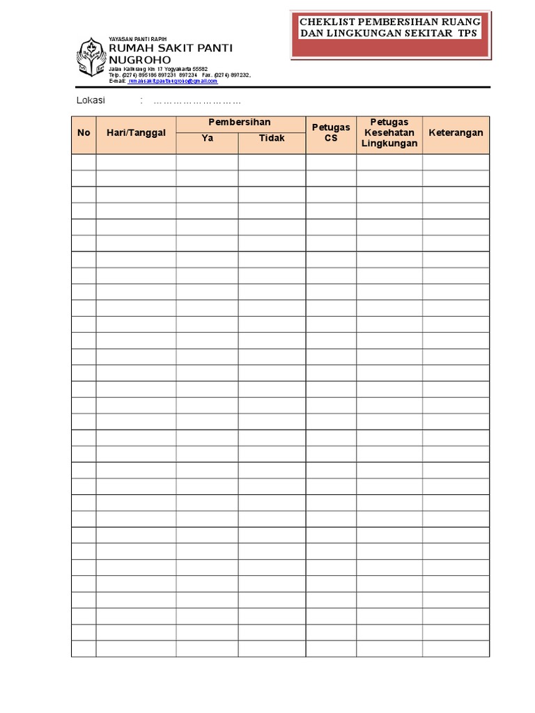 Checklist Pembersihan TPS | PDF