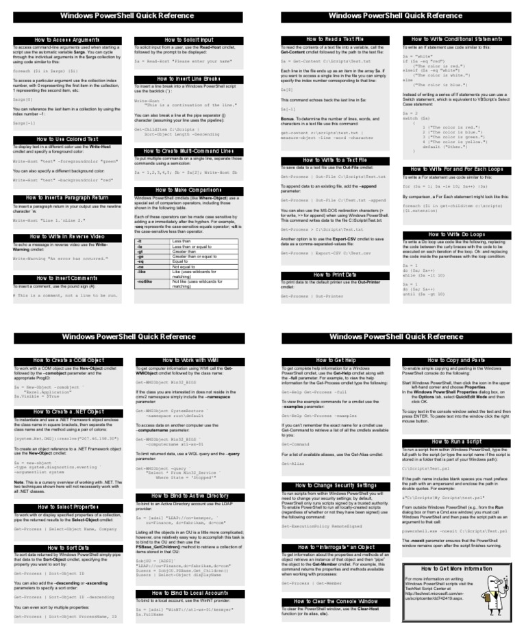 Powershell Reference | PDF | Information Technology Management | Computing