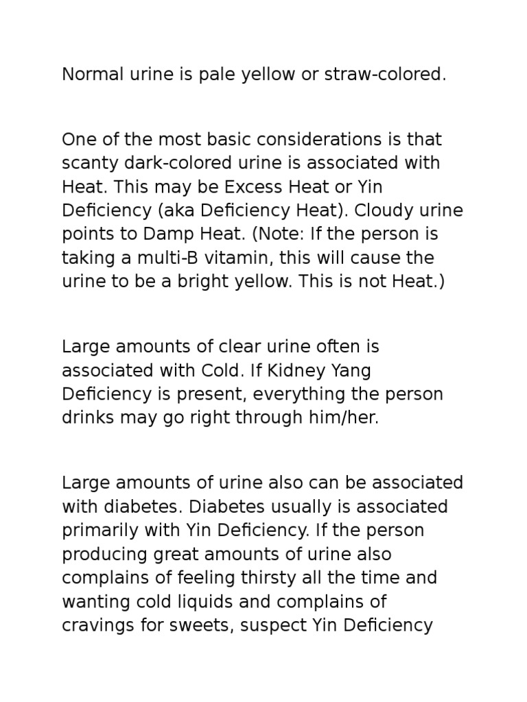 Normal Urine is Pale Yellow or Straw