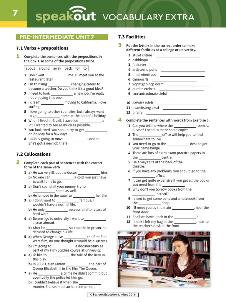 Speakout Vocabulary Extra Pre-Intermediate Unit 7 PDF | PDF | Crossword ...