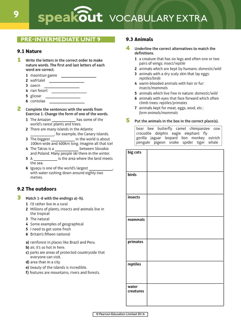 speakout pre intermediate unit 9