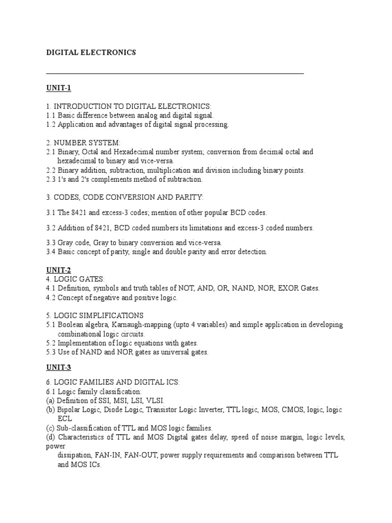 Digital Electronics Diploma PDF Logic Gate Digital Electronics