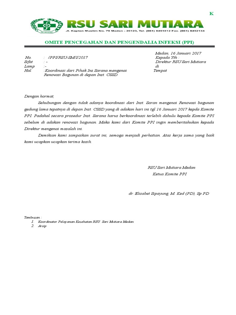 Surat Pemberitahuan Tentang Renovasi 2017