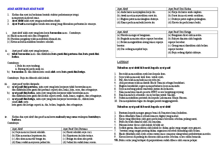 Ayat Aktif Dan Ayat Pasif Pdf