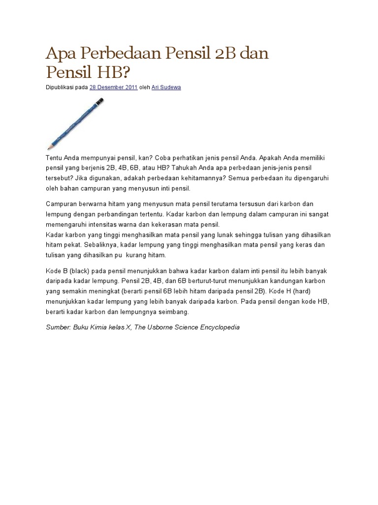 Perbedaan Pensil 2b Dan Hb Pdf