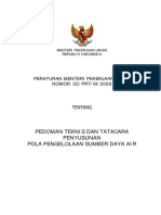 Permen Pu No.22 Tahun 2009 Tentang Pedoman Penyusunan Pola Pengelolaan Sda