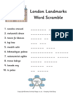 London Landmarks Word Scramble