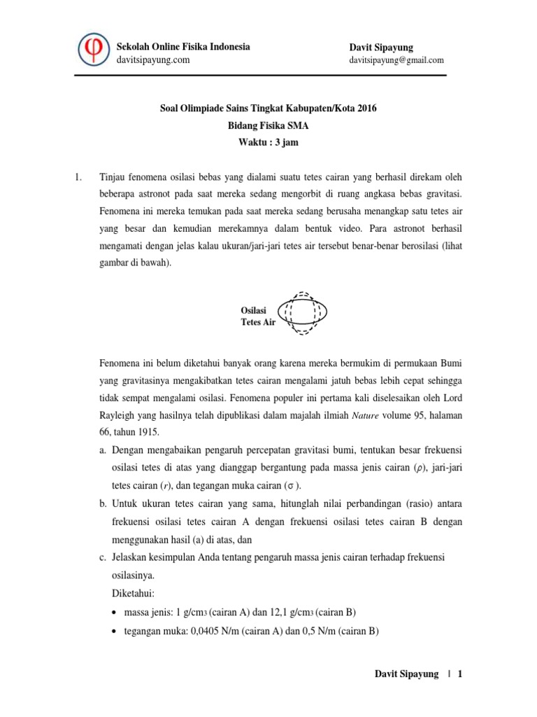 Soal Olimpiade Fisika Sma Dan Pembahasannya Pdf