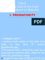 Child Nursing Care of The High-Risk Newborn To Maturity: I. Prematurity