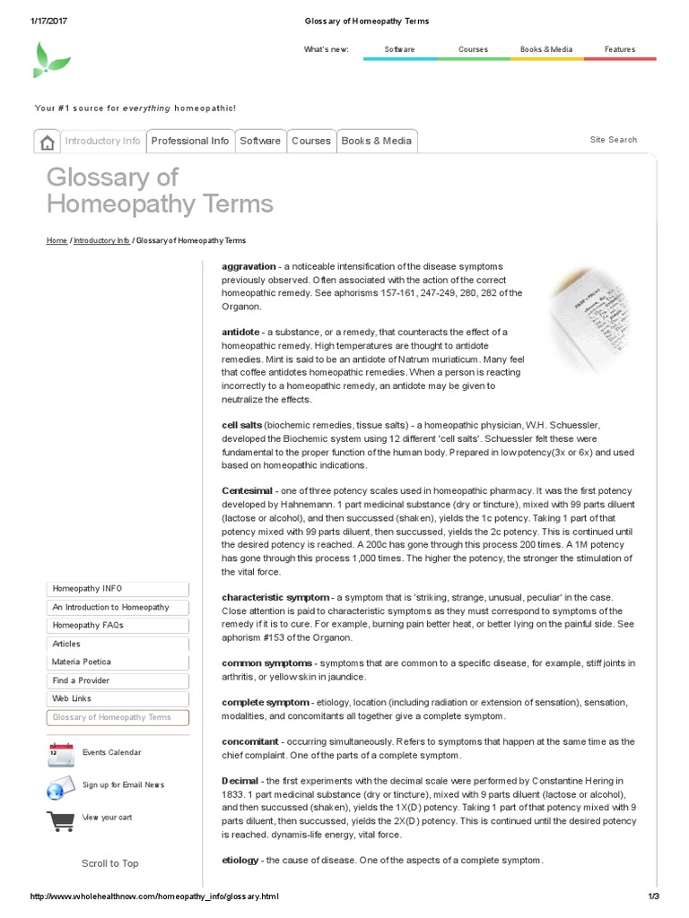 Antidote - Glossary of Homeopathy Terms PDF | PDF | Homeopathy ...