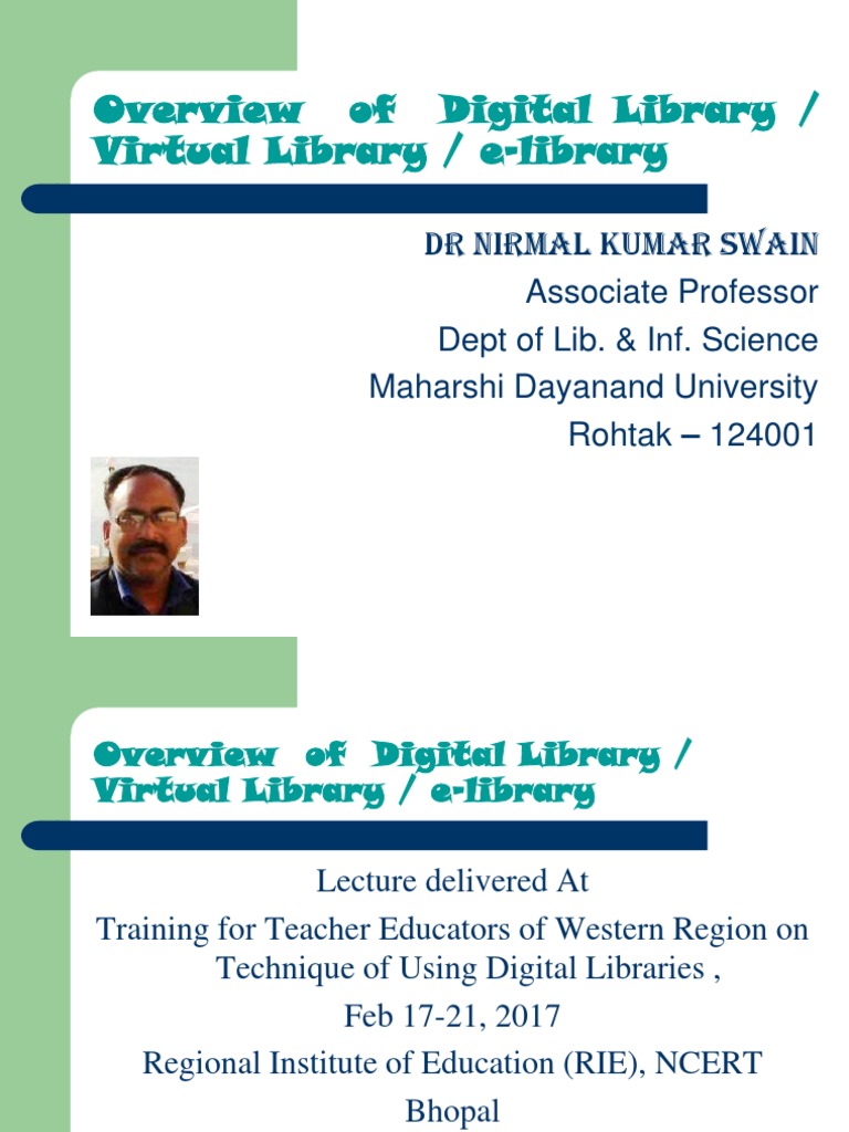 Overview of Digital LIbrary PDF Digital Library Information Science