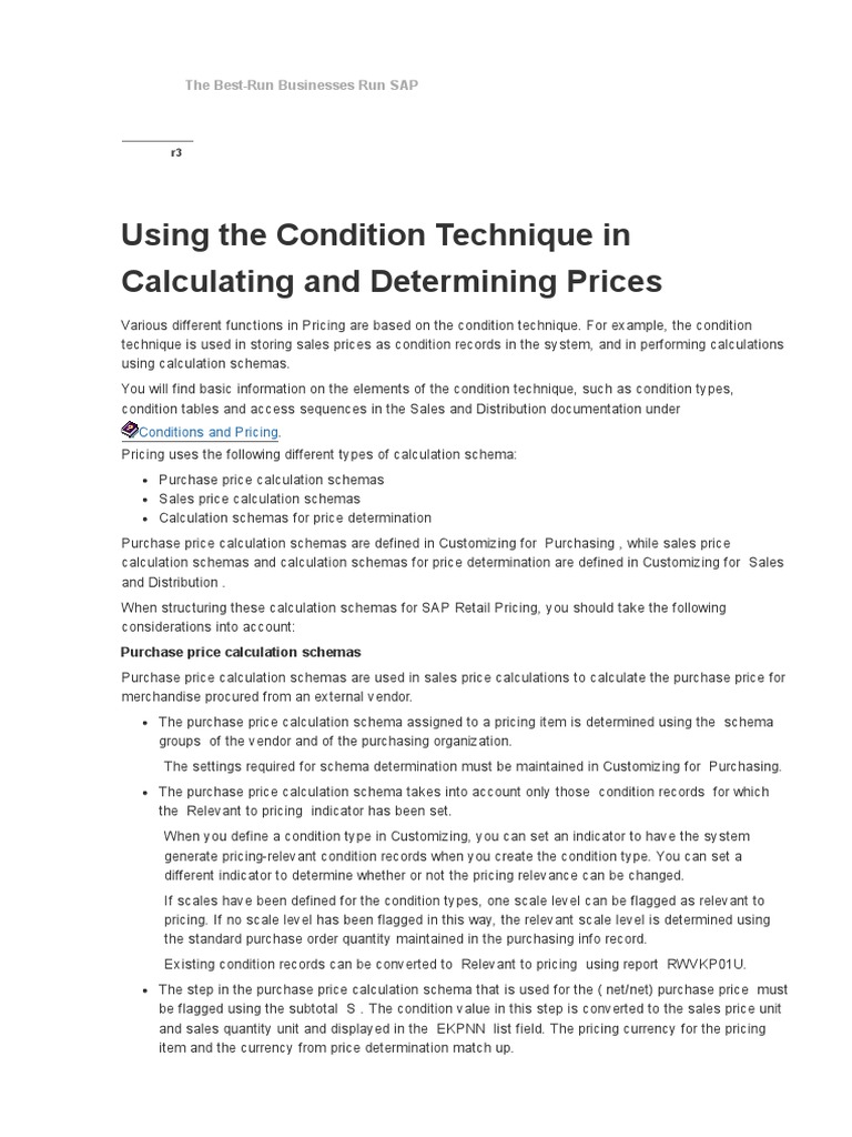 SAP Pricing Condition Technique Guide | PDF | Conceptual Model ...