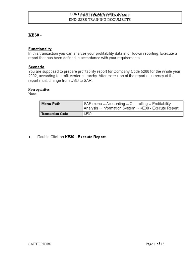 KE30 Execute Profitability Report PDF Revenue Expense