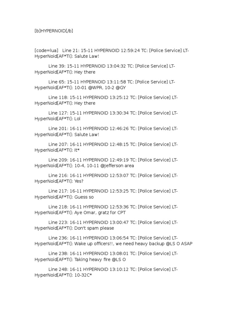 Police Communication Log: Hypernoid | PDF | Public Services | Misconduct