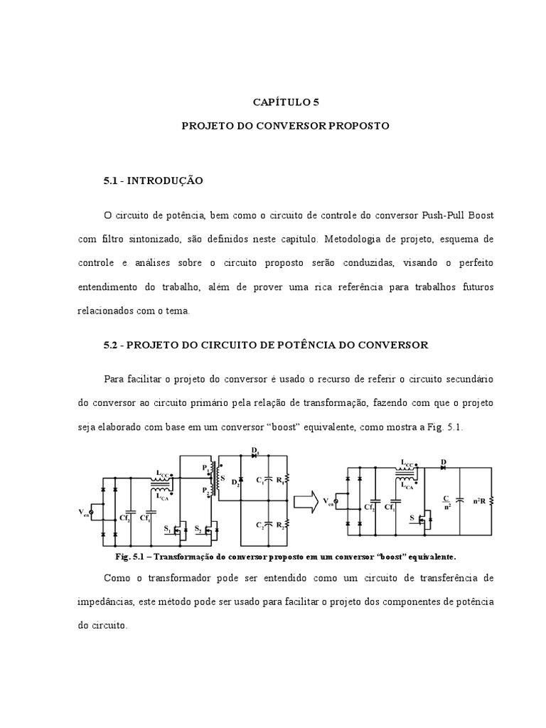 Projeto do Conversor Push-Pull Boost | PDF | Rede elétrica | Indutor