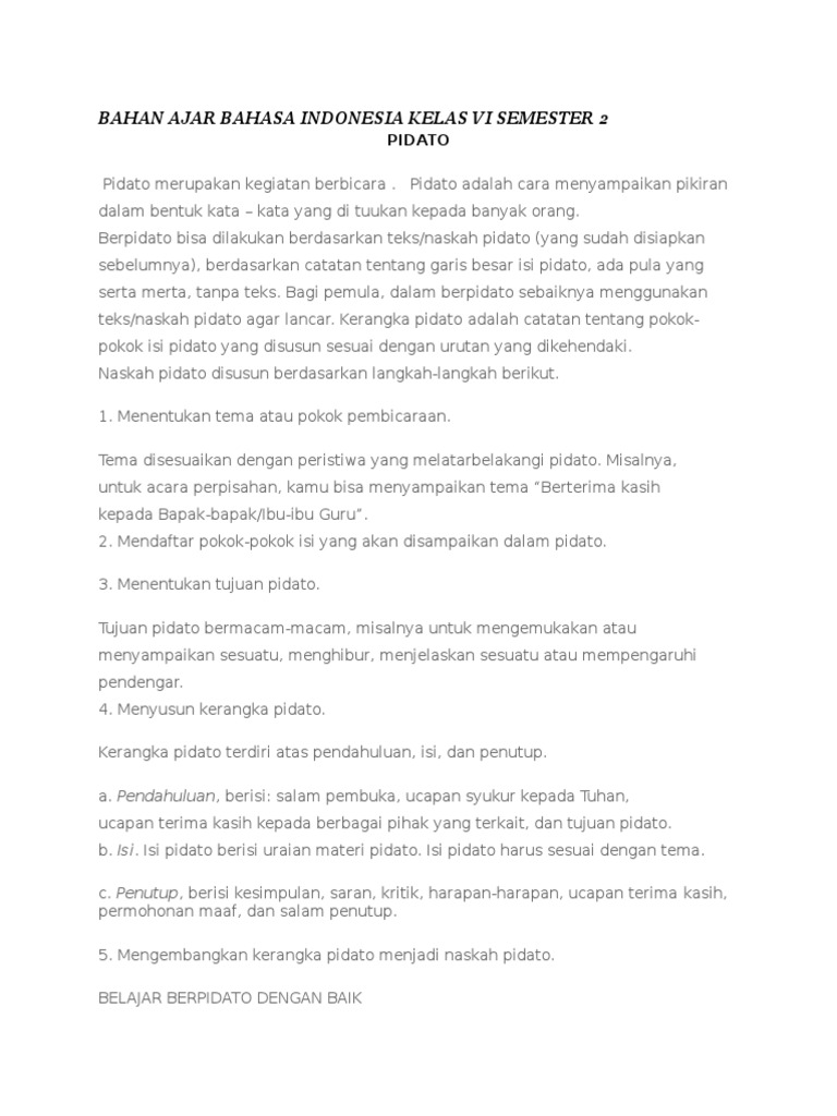 Contoh Pidato Kelas 6 Contoh Soal Dan Materi Pelajaran 3