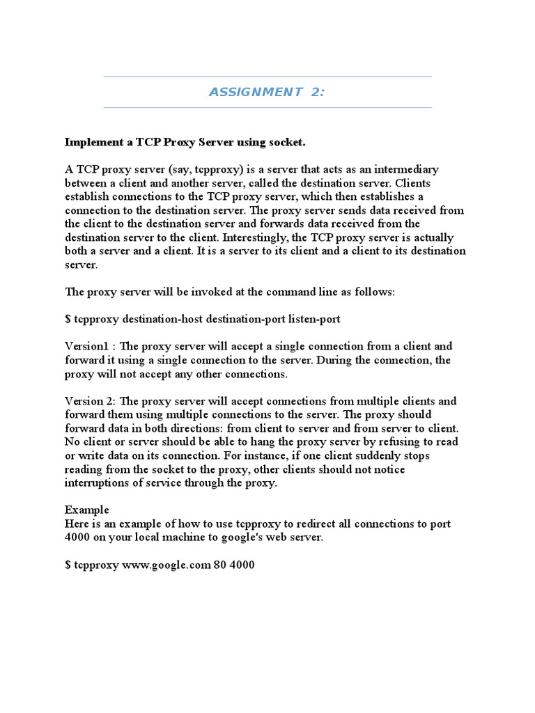 Assignment 2 | PDF | Proxy Server | Server (Computing)