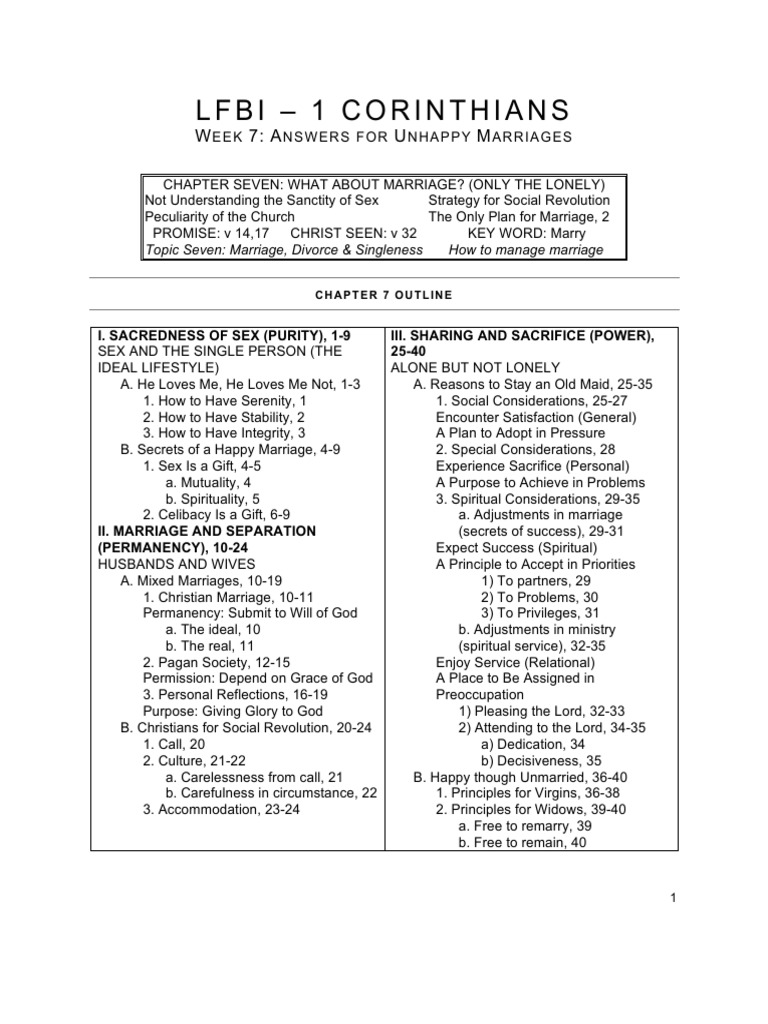 Unpacking 1 Corinthians on Marriage | PDF | Christian Views On Marriage ...
