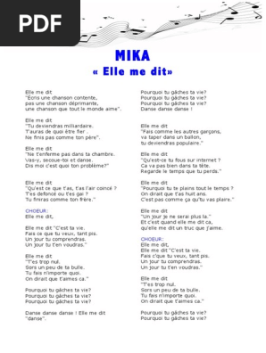 mika elle me dit paroles pdf loisirs