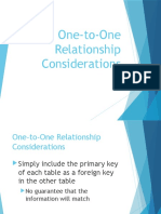 One To One Relationship Considerations