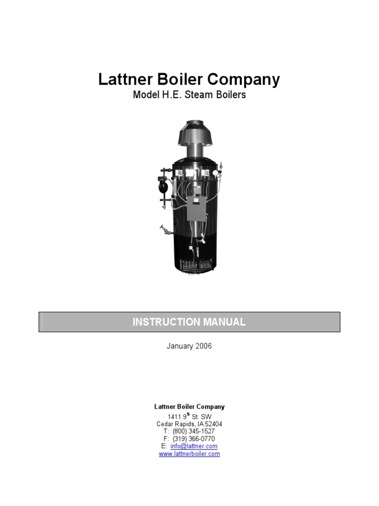 Lattner Boiler Company Instruction Manual For He Boilers PDF
