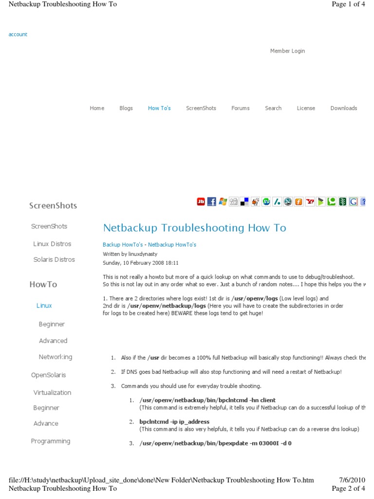 Netbackup Troubleshooting Commands | PDF | Directory (Computing ...