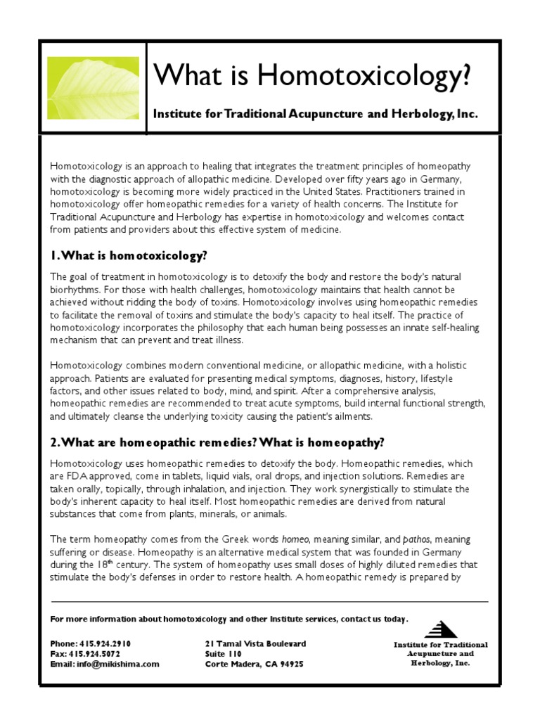 What Is Homotoxicology? | PDF | Homeopathy | Alternative Medicine