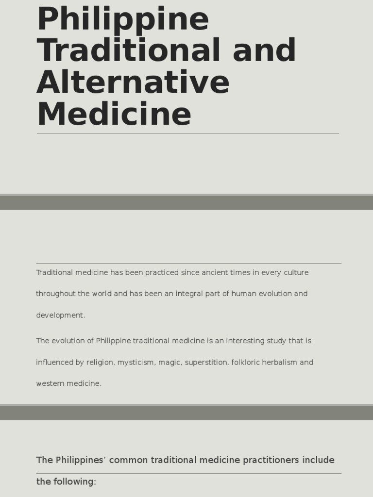 An Overview of Traditional and Alternative Medicine in the Philippines ...