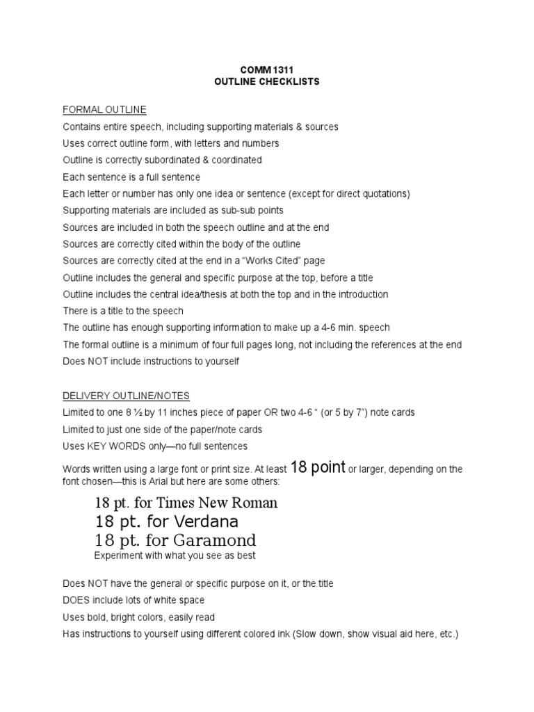 1311 Outline Checklist | PDF