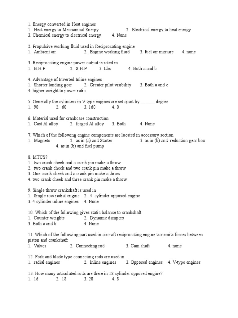 Piston Engine Questions PDF Carburetor Cylinder (Engine)