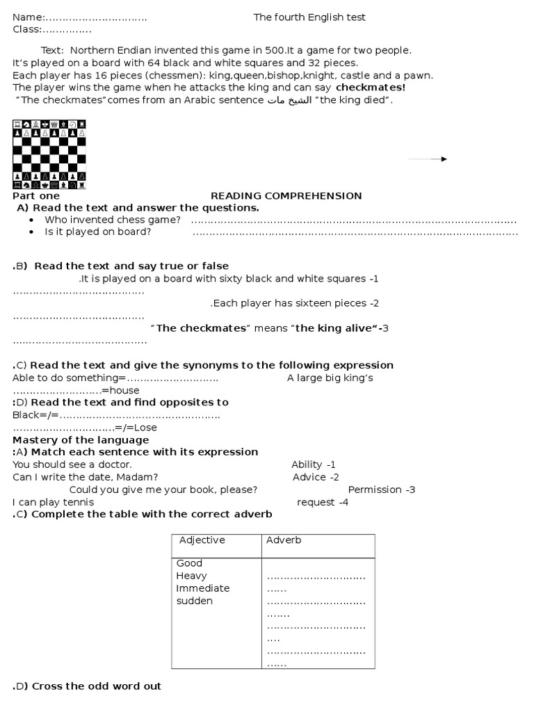 Part One Reading Comprehension A) Read The Text and Answer The ...
