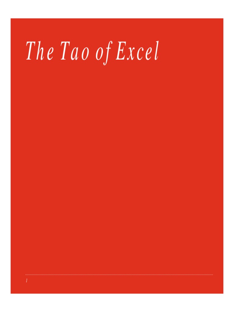 Week 1 Tao of Excel Reading v2 PDF Spreadsheet Microsoft Excel