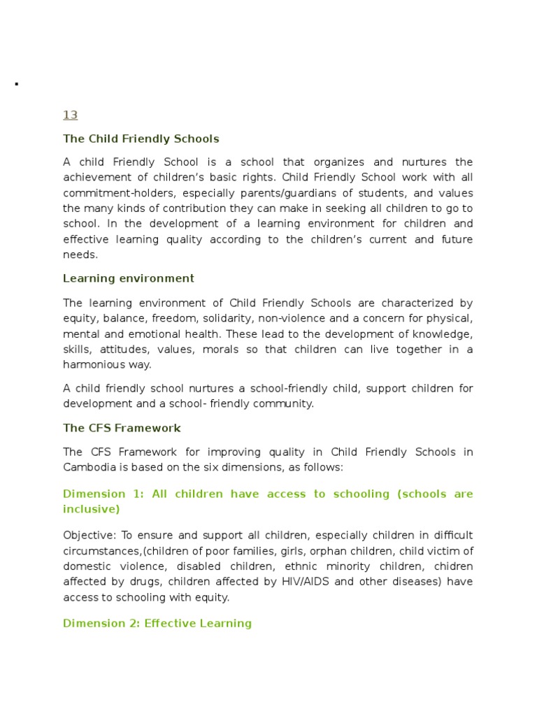 Child Friendly Schools Teachers Family