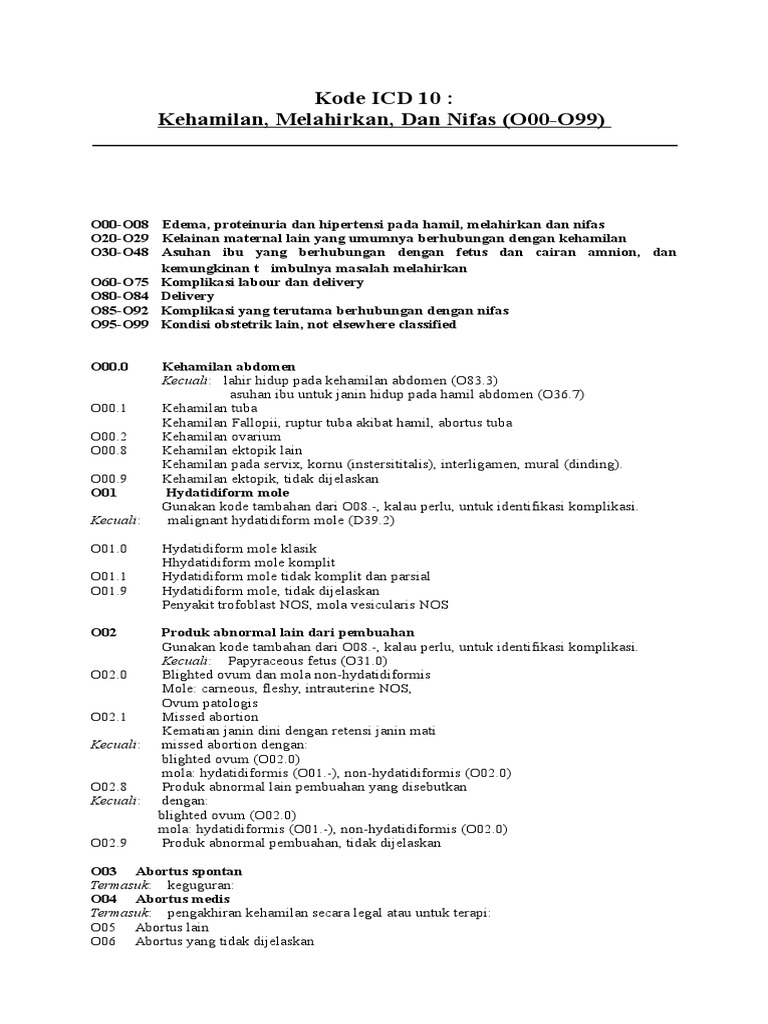 Kode ICD 10 Tentang Kehamilan PDF