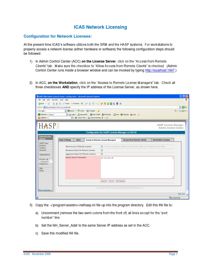 ICAS Network License Configuration Guide | PDF | Server (Computing ...